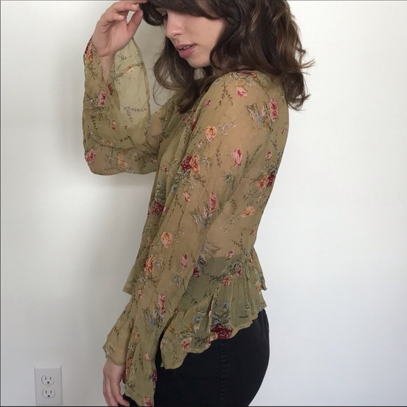 Zara Premium Denim Collection Floral Tip SZ XS - Picture 2 of 7